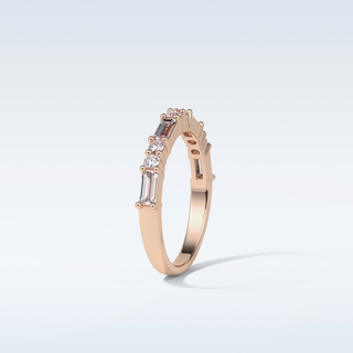 0.64 TCW Half Eternity Wedding Band Featuring Baguette & Round Moissanite 20