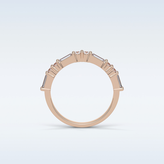 0.64 TCW Half Eternity Wedding Band Featuring Baguette & Round Moissanite 21