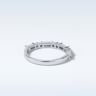 0.64 TCW Half Eternity Wedding Band Featuring Baguette & Round Moissanite 2