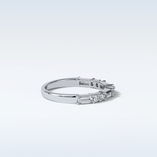 0.64 TCW Half Eternity Wedding Band Featuring Baguette & Round Moissanite 3