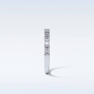 0.64 TCW Half Eternity Wedding Band Featuring Baguette & Round Moissanite 4