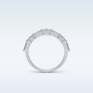 0.64 TCW Half Eternity Wedding Band Featuring Baguette & Round Moissanite 7