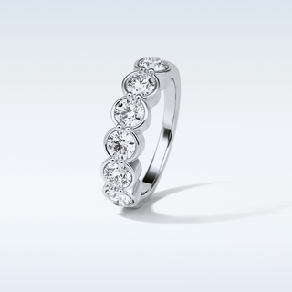 1.36 TCW Half Eternity Wedding Band Featuring Round Moissanite