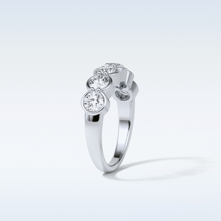 1.36 TCW Half Eternity Wedding Band Featuring Round Moissanite