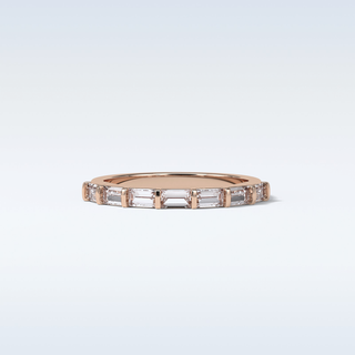 0.56 TCW Half Eternity Wedding Band Featuring Baguette Moissanite