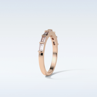 0.56 TCW Half Eternity Wedding Band Featuring Baguette Moissanite