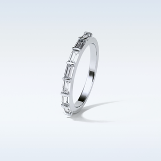 0.56 TCW Half Eternity Wedding Band Featuring Baguette Moissanite