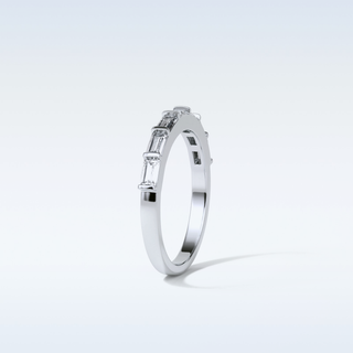 0.56 TCW Half Eternity Wedding Band Featuring Baguette Moissanite
