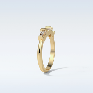 0.52 TCW 3 Stone Wedding Band Featuring Baguette Moissanite