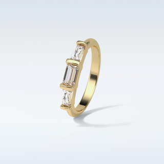 0.52 TCW 3 Stone Wedding Band Featuring Baguette Moissanite