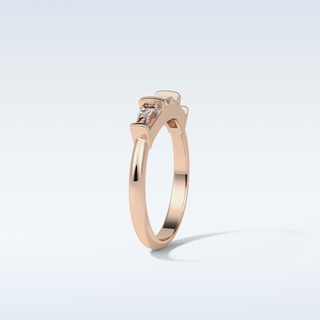 0.52 TCW 3 Stone Wedding Band Featuring Baguette Moissanite