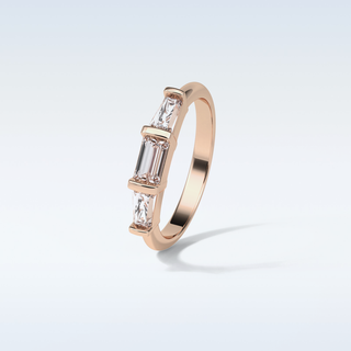 0.52 TCW 3 Stone Wedding Band Featuring Baguette Moissanite