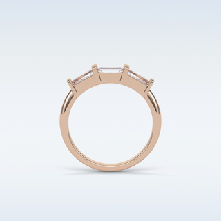 0.52 TCW 3 Stone Wedding Band Featuring Baguette Moissanite