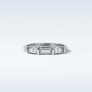 0.52 TCW 3 Stone Wedding Band Featuring Baguette Moissanite