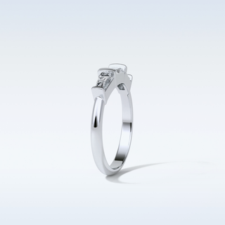 0.52 TCW 3 Stone Wedding Band Featuring Baguette Moissanite