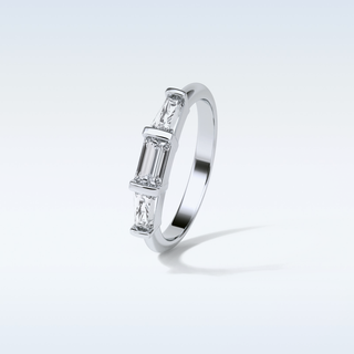 0.52 TCW 3 Stone Wedding Band Featuring Baguette Moissanite