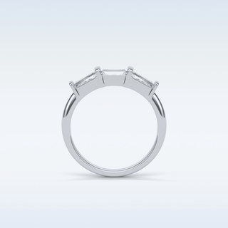 0.52 TCW 3 Stone Wedding Band Featuring Baguette Moissanite