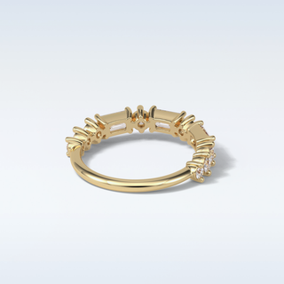 1.28 TCW Half Eternity Wedding Band Featuring Emerald and Round Moissanite