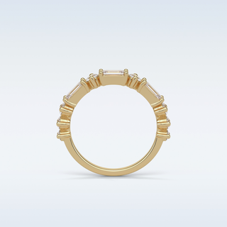 1.28 TCW Half Eternity Wedding Band Featuring Emerald and Round Moissanite