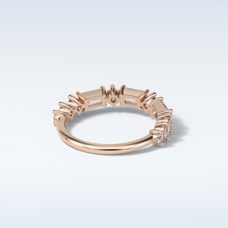 1.28 TCW Half Eternity Wedding Band Featuring Emerald and Round Moissanite