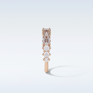 1.28 TCW Half Eternity Wedding Band Featuring Emerald and Round Moissanite