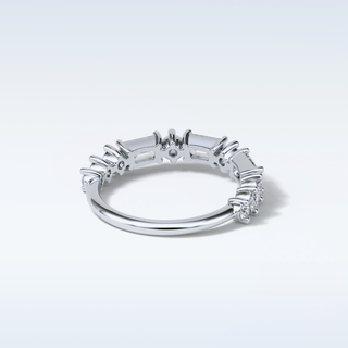 1.28 TCW Half Eternity Wedding Band Featuring Emerald and Round Moissanite