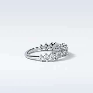 1.28 TCW Half Eternity Wedding Band Featuring Emerald and Round Moissanite