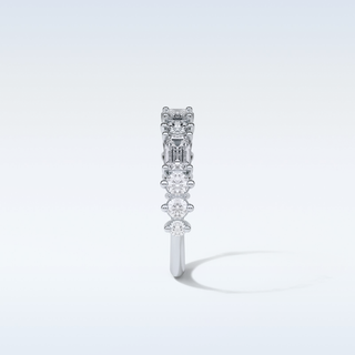 1.28 TCW Half Eternity Wedding Band Featuring Emerald and Round Moissanite