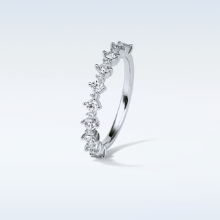 0.52 TCW Half Eternity Wedding Band Featuring Round Moissanite