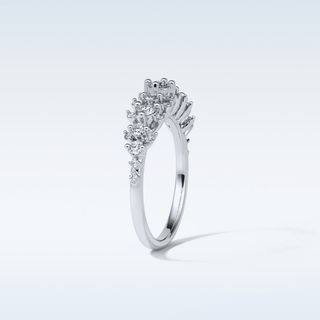 0.64 TCW Half Eternity Wedding Band Featuring Round Moissanite
