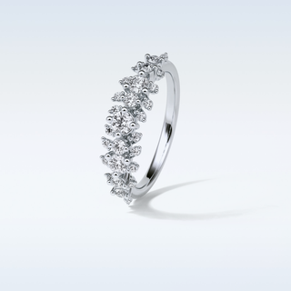 0.64 TCW Half Eternity Wedding Band Featuring Round Moissanite