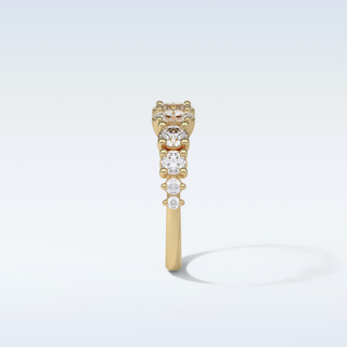 1.2 TCW Half Eternity Wedding Band Featuring Oval And Round Moissanite