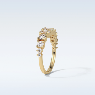 1.2 TCW Half Eternity Wedding Band Featuring Oval And Round Moissanite