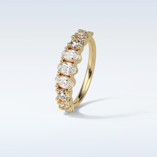 1.2 TCW Half Eternity Wedding Band Featuring Oval And Round Moissanite