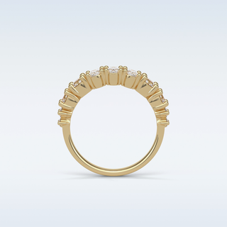 1.2 TCW Half Eternity Wedding Band Featuring Oval And Round Moissanite