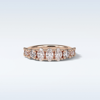 1.2 TCW Half Eternity Wedding Band Featuring Oval And Round Moissanite
