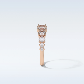 1.2 TCW Half Eternity Wedding Band Featuring Oval And Round Moissanite