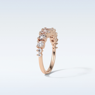 1.2 TCW Half Eternity Wedding Band Featuring Oval And Round Moissanite