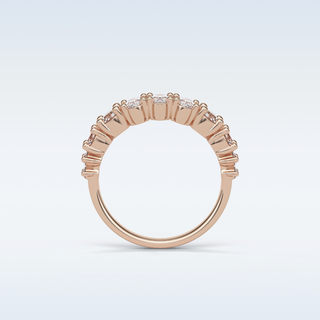 1.2 TCW Half Eternity Wedding Band Featuring Oval And Round Moissanite