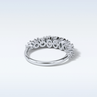 1.2 TCW Half Eternity Wedding Band Featuring Oval And Round Moissanite