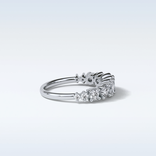 1.2 TCW Half Eternity Wedding Band Featuring Oval And Round Moissanite
