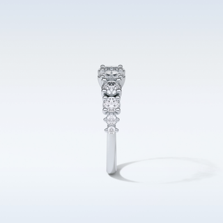 1.2 TCW Half Eternity Wedding Band Featuring Oval And Round Moissanite