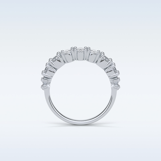 1.2 TCW Half Eternity Wedding Band Featuring Oval And Round Moissanite