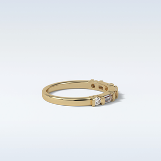 0.42 TCW Half Eternity Wedding Band Featuring Baguette & Round Moissanite