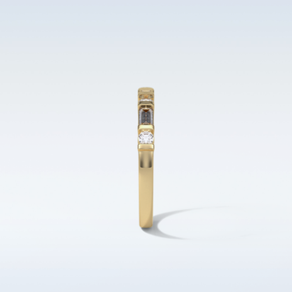 0.42 TCW Half Eternity Wedding Band Featuring Baguette & Round Moissanite