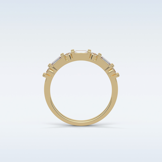 0.42 TCW Half Eternity Wedding Band Featuring Baguette & Round Moissanite