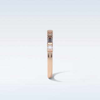 0.42 TCW Half Eternity Wedding Band Featuring Baguette & Round Moissanite