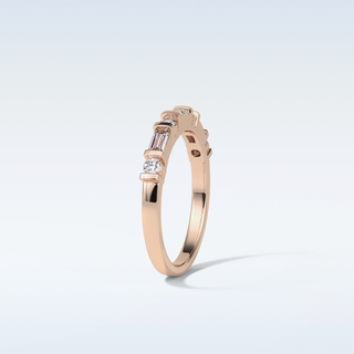 0.42 TCW Half Eternity Wedding Band Featuring Baguette & Round Moissanite