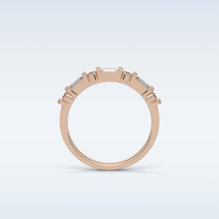0.42 TCW Half Eternity Wedding Band Featuring Baguette & Round Moissanite