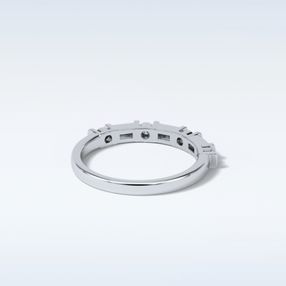 0.42 TCW Half Eternity Wedding Band Featuring Baguette & Round Moissanite